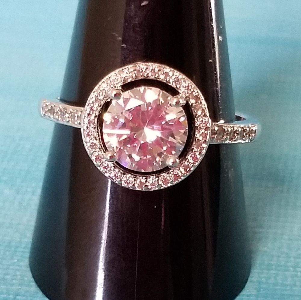 Sterling Silver Halo Solitaire Ring 1.5ct CZ, Sz 6, 9 & 10 - Picture 5 of 6